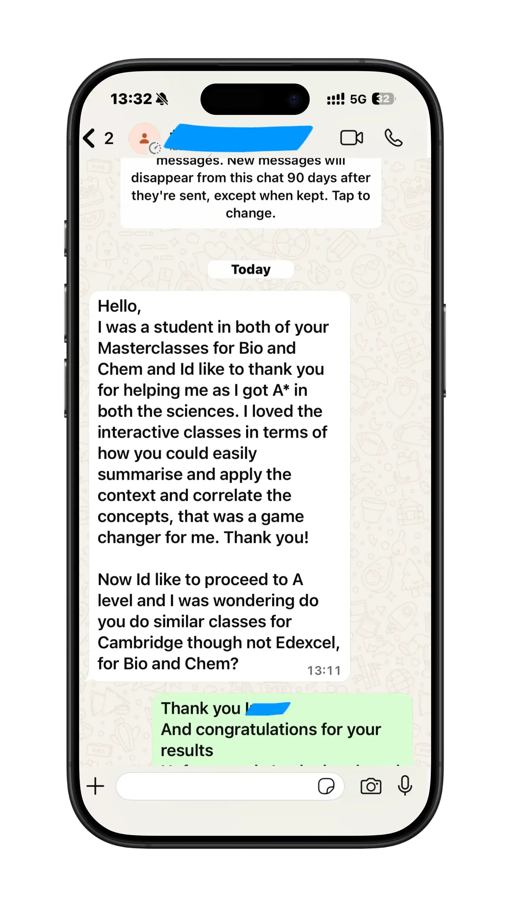 Verified IGCSE student message 4 to Mr. Hosni