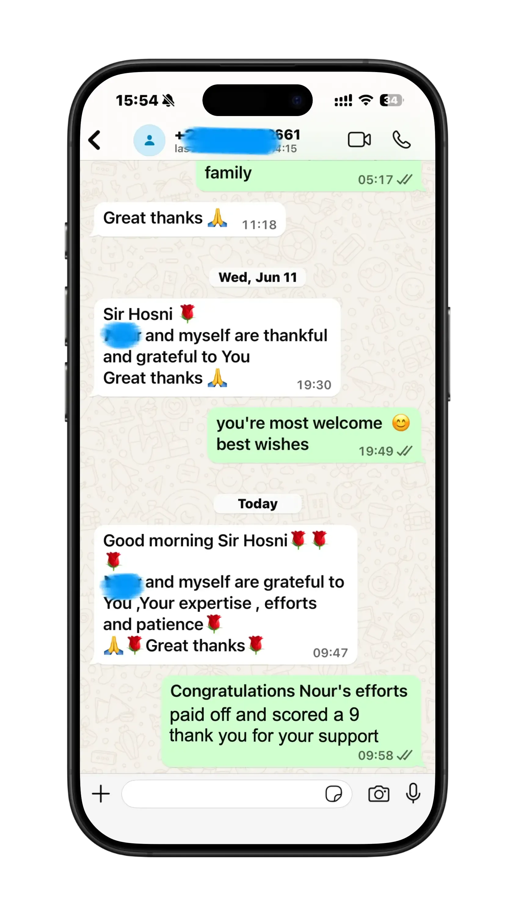 Verified message from an IGCSE student in Mr. Hosni's classes