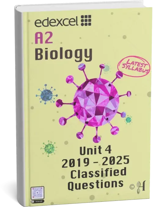 A yellow Edexcel A2 Biology textbook with a virus-like graphic and
