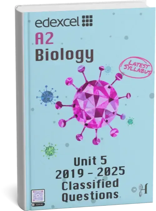 A blue Edexcel A2 Biology textbook with a virus-like graphic and