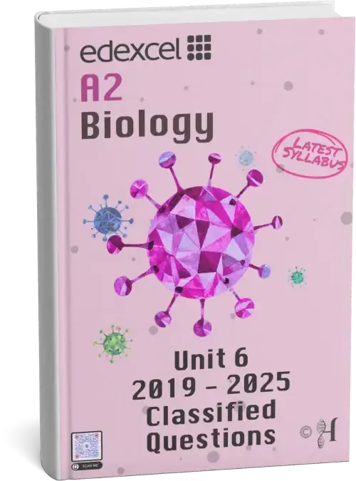 A pink Edexcel A2 Biology textbook with a virus-like graphic and