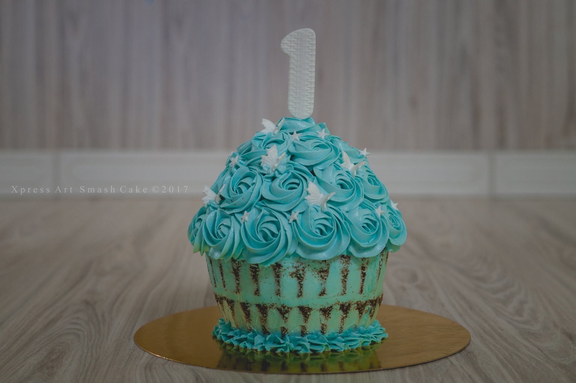 tarta de una sesión de fotos newborn de un niño cumpliendo su primer año