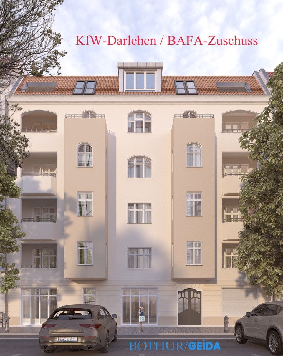 Im Januar 2022 bestätigte die KfW / BAFA die Förderung für den Dachausbau mit 4 Wohnungen in Berlin Wilmersdorf im Förderprogramm Effizienzhaus 55.