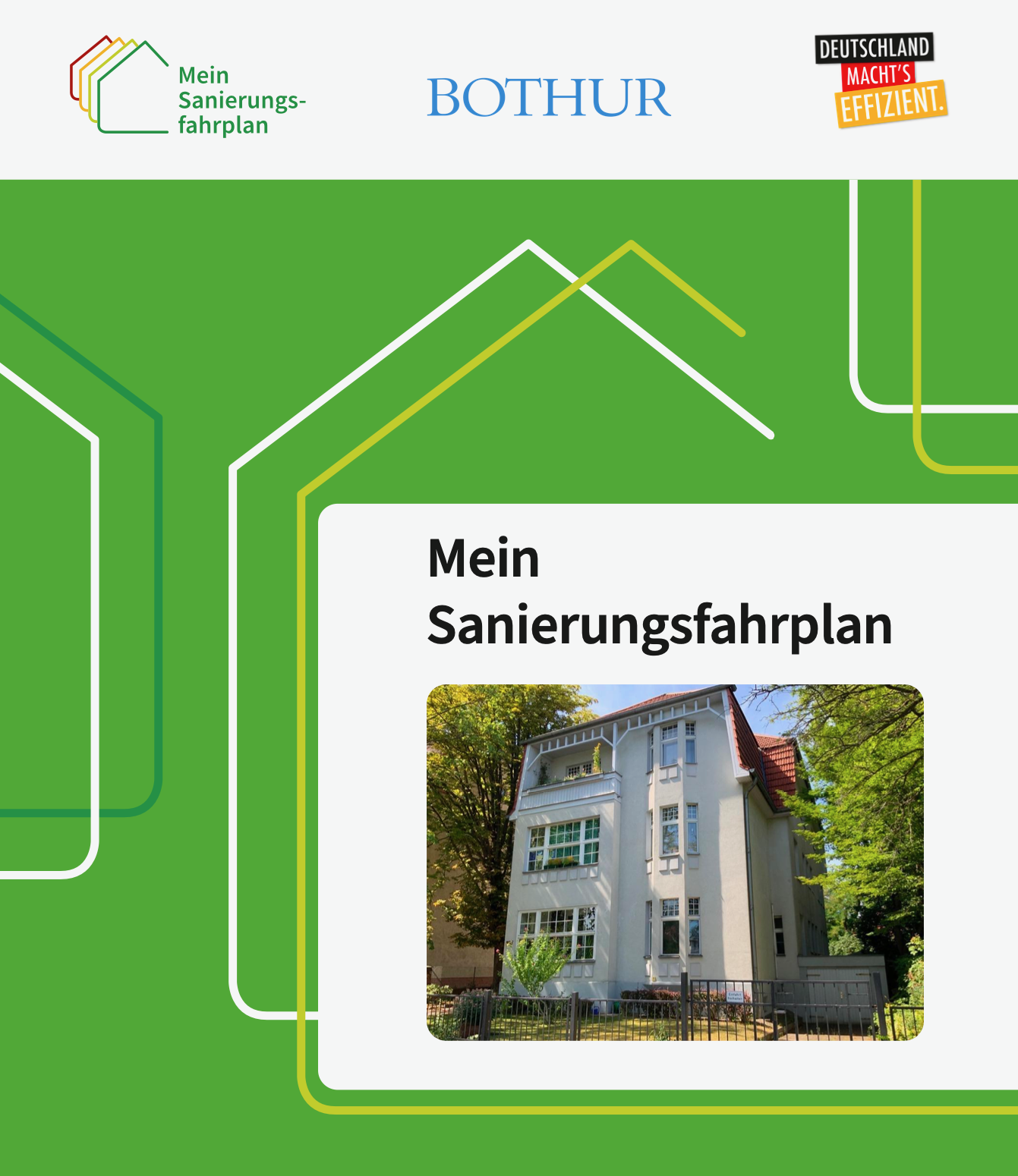 Sanierungsfahrplan für ein Mehrfamilienhaus in Berlin Zehlendorf für die energetische Gebäudesanierung mit den Bereichen Außenwanddämmung, Wärmeschutzfenster, Austausch der ÖL-Zentralheizung und Installation von 2 Luftwärmepumpen.