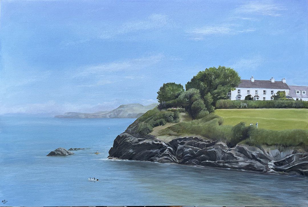 Aberporth headland oil painting