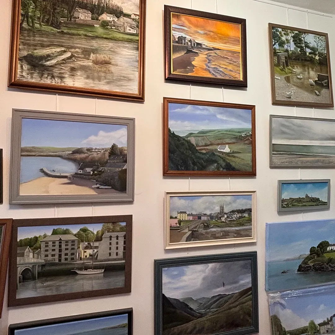 The gallery paintings inside the gallery