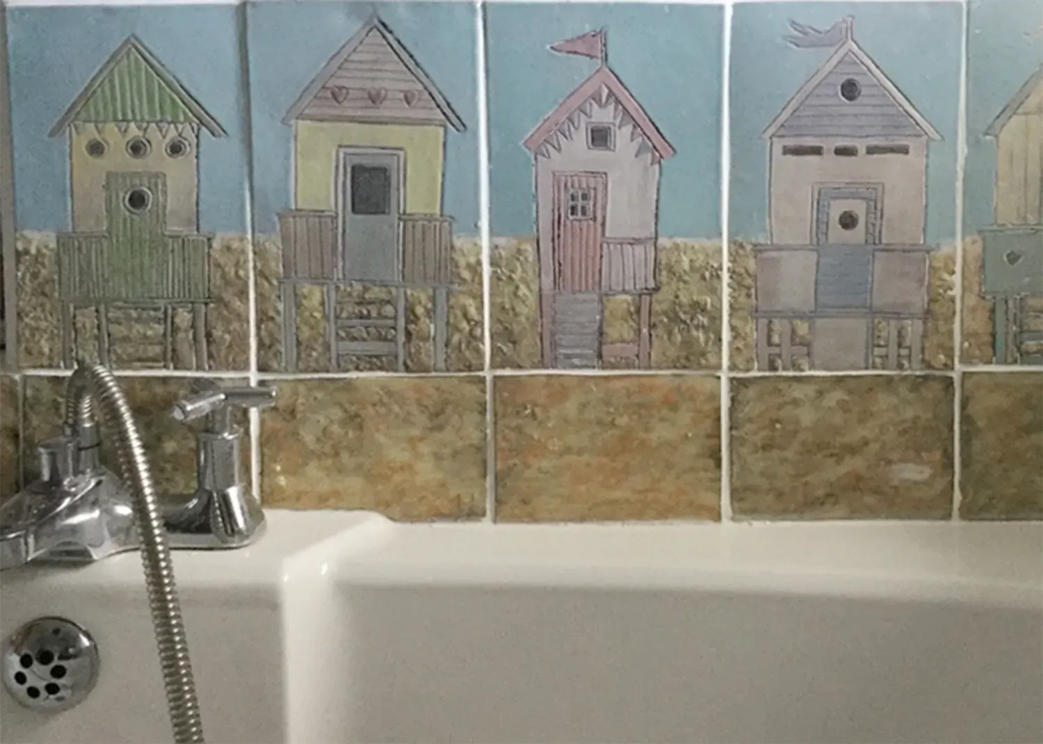 Tile mural Beach hut bathroom tiles