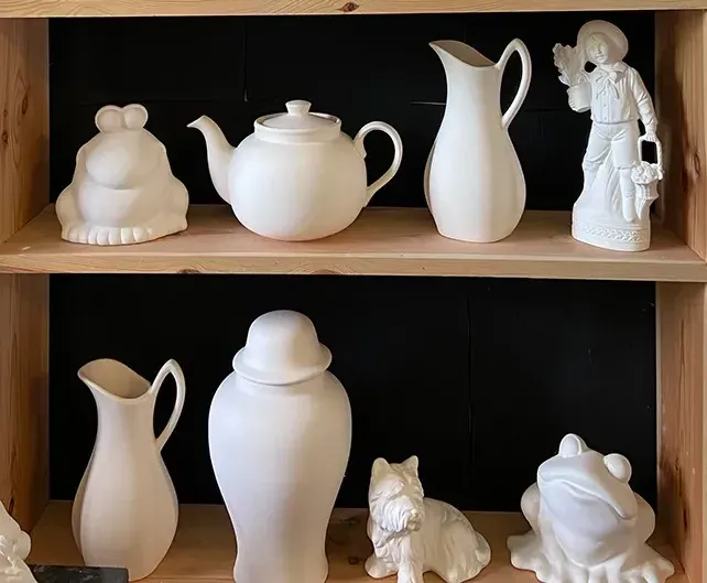pottery bisque to paint Pottery bisque on the shelves
