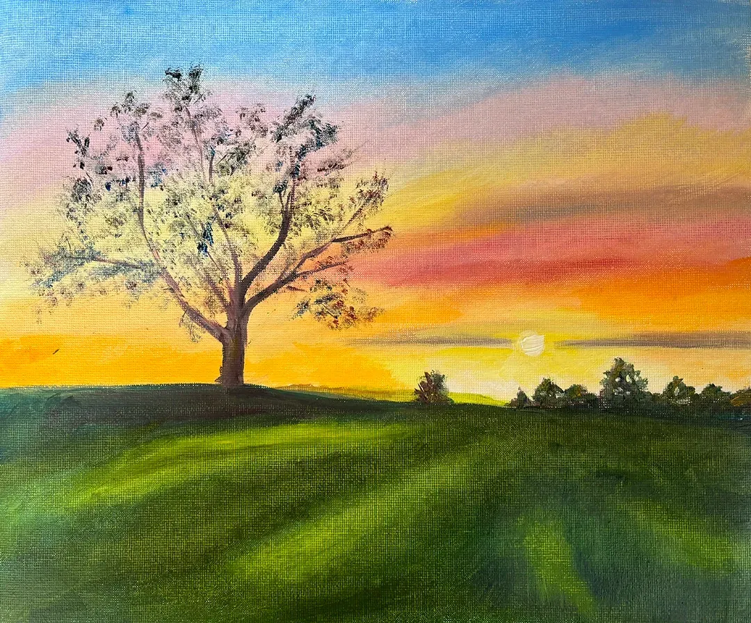 Sunset painted from a photo