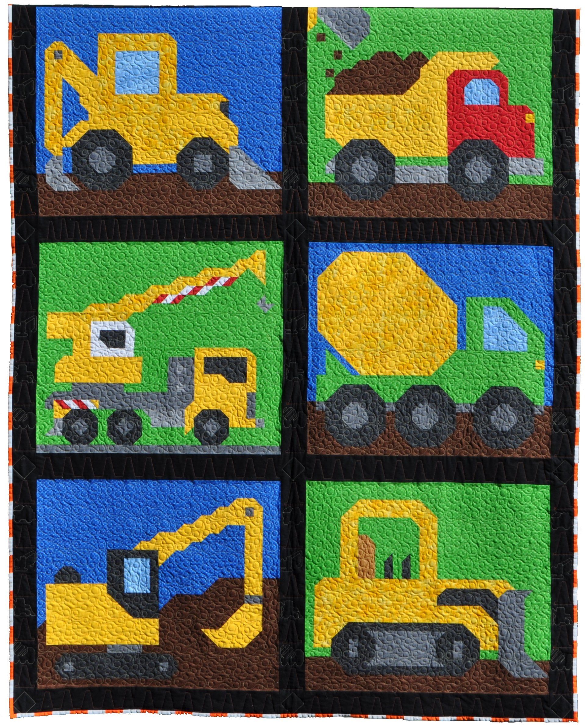 Construction Vehicles Quilt Pattern