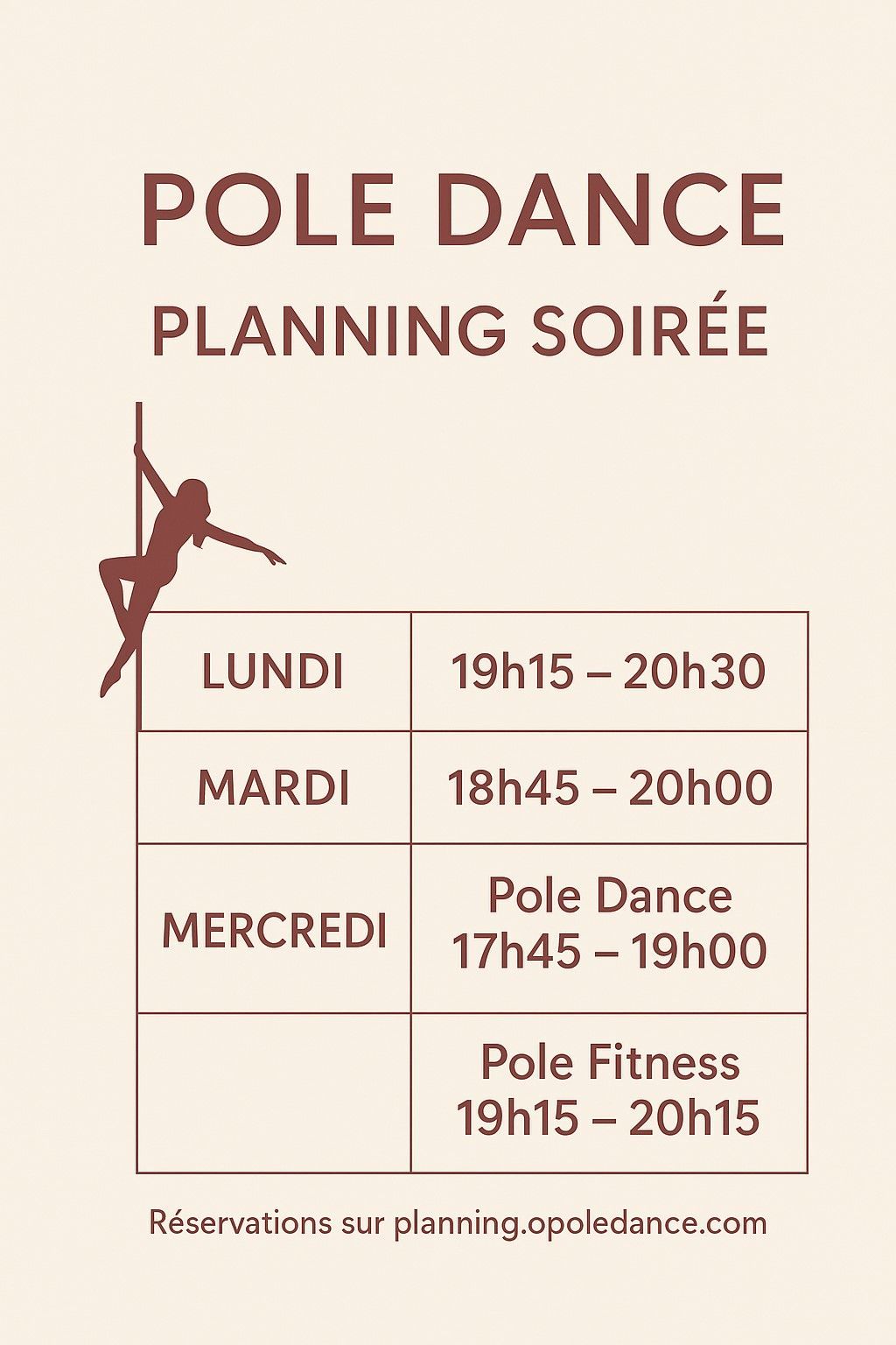 planning poledance en soiree planning pole dance en soiree
