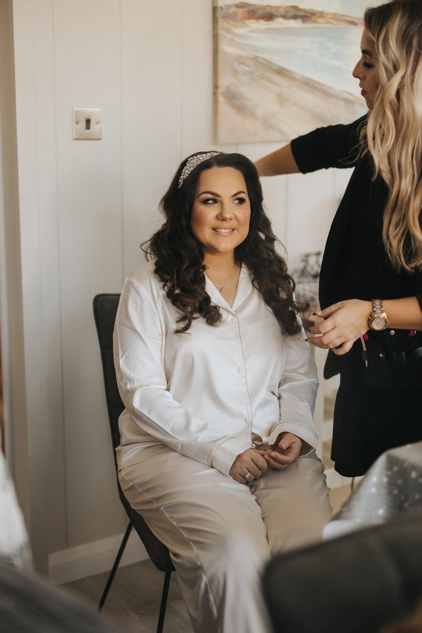 Bridal hair with soft Hollywood waves by Lincolnshire bridal hair specialist Emma-Jayne