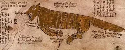 Le loup Fenrir - Illustration de l'Edda de Snorri
