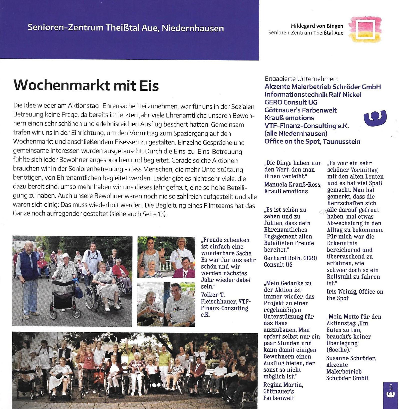 Aktionstag Ehrensache 23.06.2017 ~ Senioren-Zentrum Theißtal-Aue in Niedernhausen Aktionstag Ehrensache 2017 in Niedernhausen