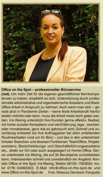 Office on the Spot Iris Weinig ~ Untertaunus-Wochenblatt am 21.11.2020