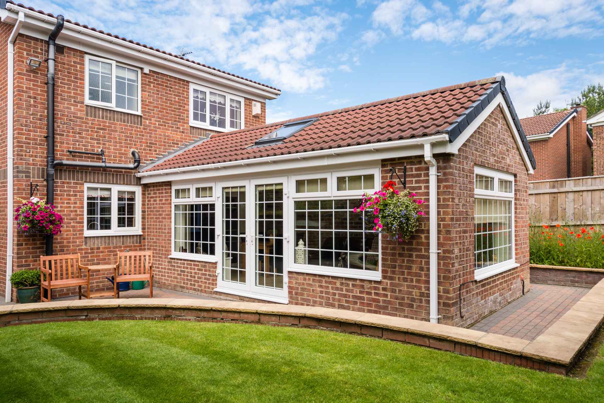 Outside of a a house with an extension in England