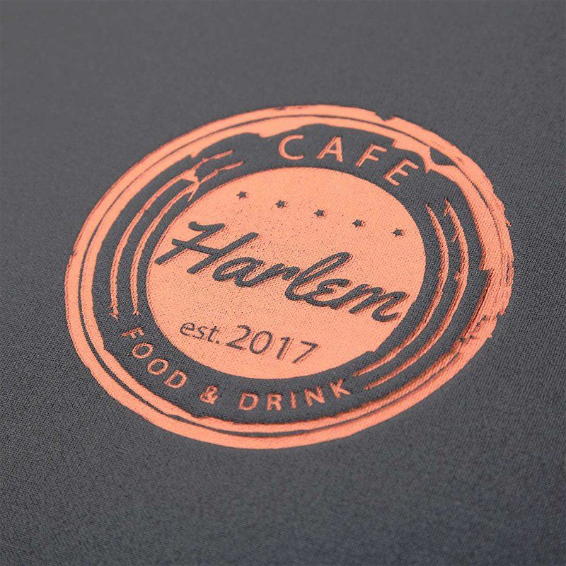 Logoprägung in Kupfer Metallic auf Medici Leinen