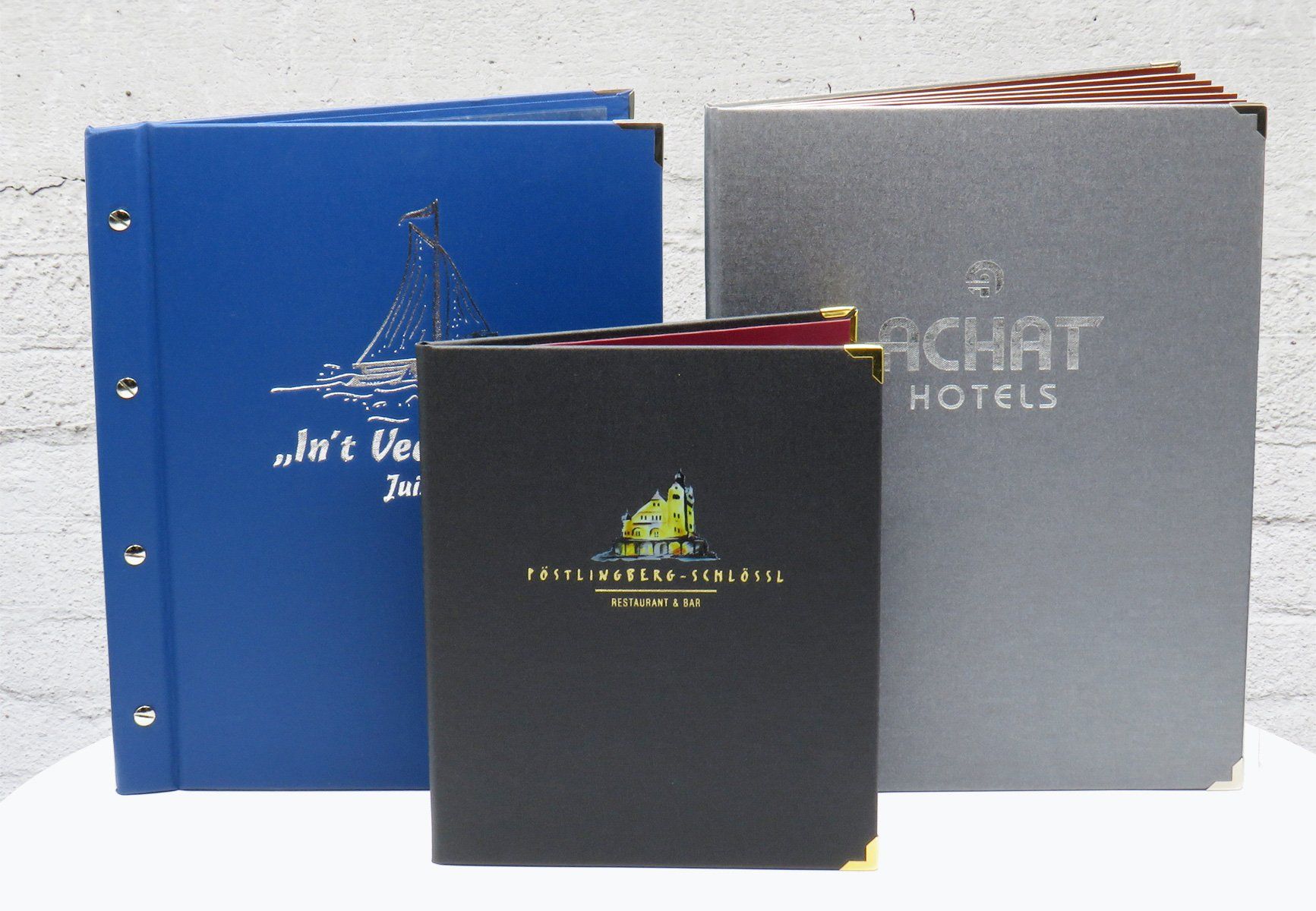 speisekarten aus buchbinderleinen von elbcards