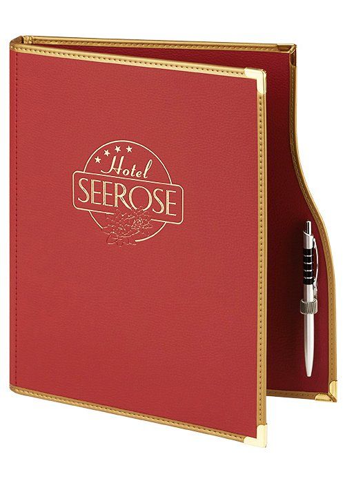Zimmermappe Windsor Designleder Red mit Goldprägung