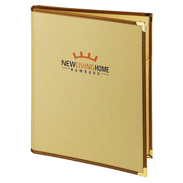 Zimmermappe Royal Medici Leinen in Champagner mit Logodruck