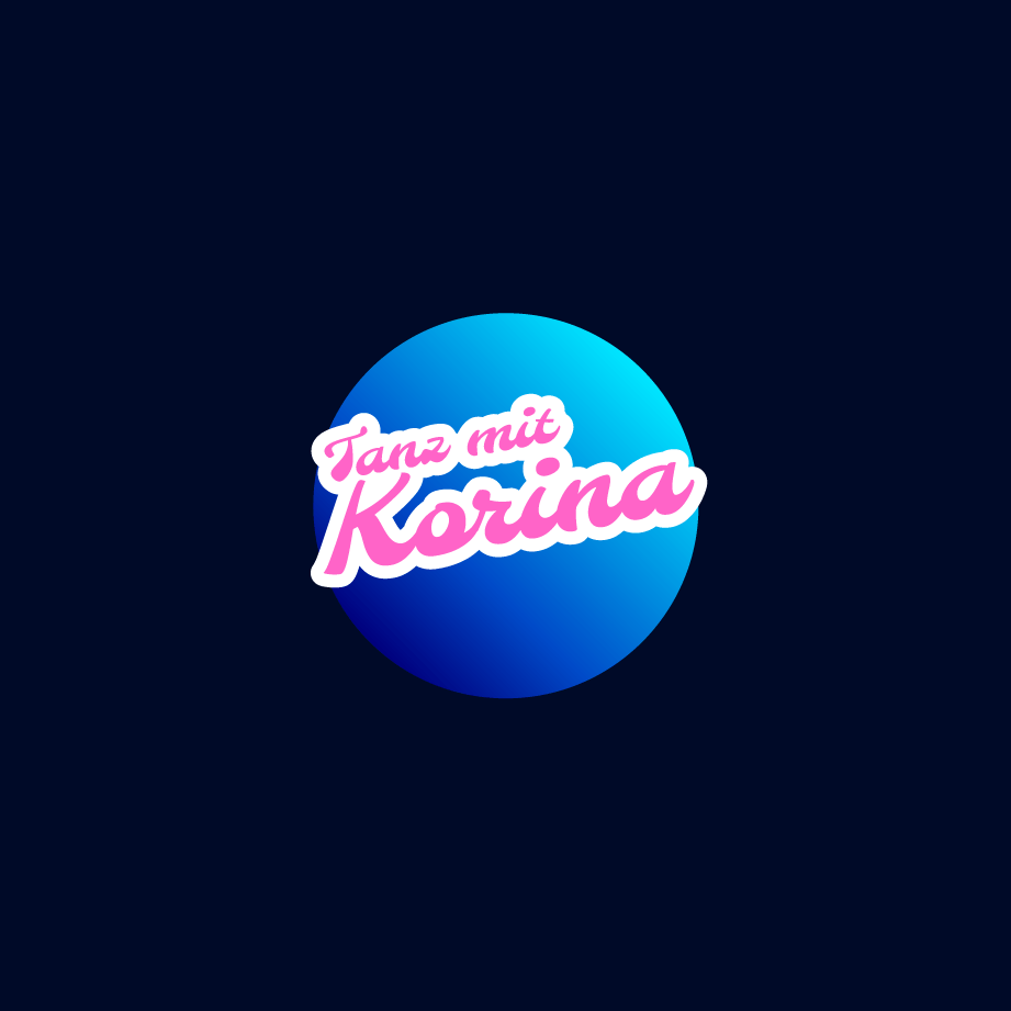 The vibrant type of dancing school ’Tanz mit Korina’ on a shiny blue badge – a statement.