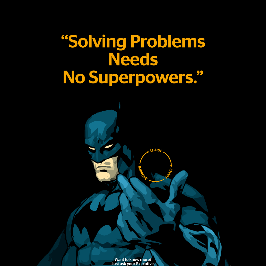 Next to Batman, a quote: