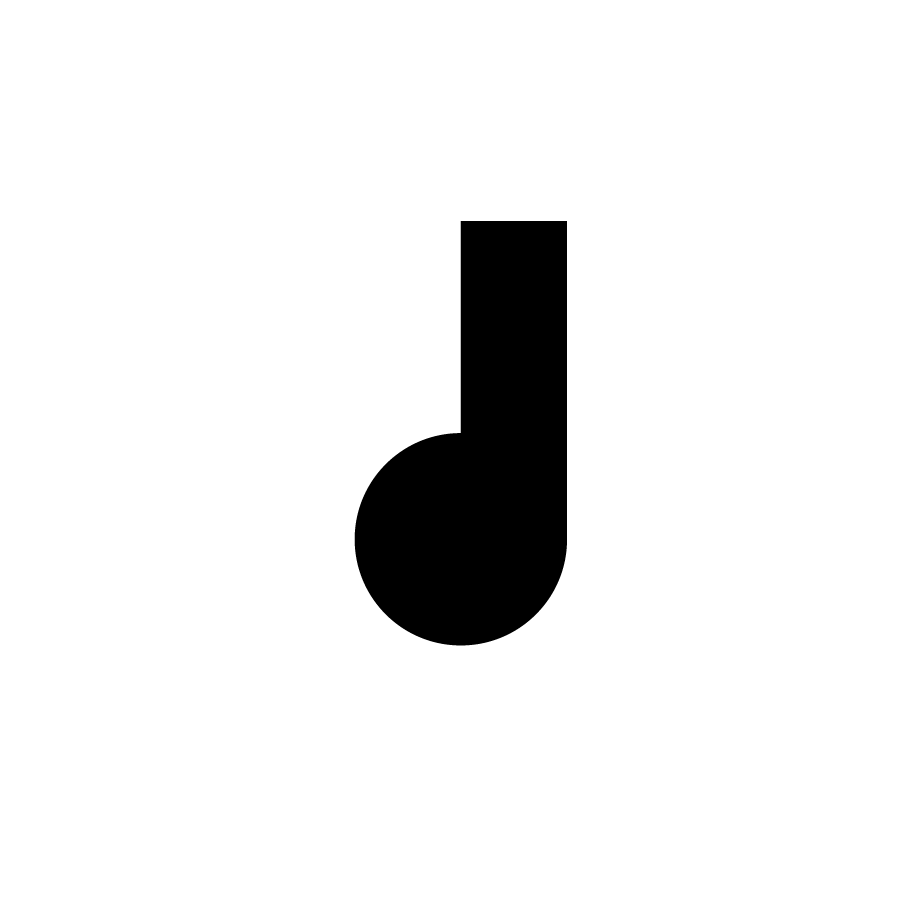 A music note made of only two geometric shapes: a rectangle and a disc – in the style of Bauhaus.