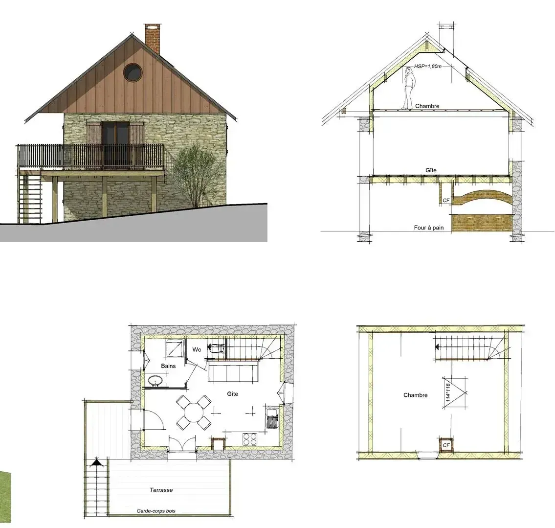 plan 2d et aperçu d'un projet de rénovation