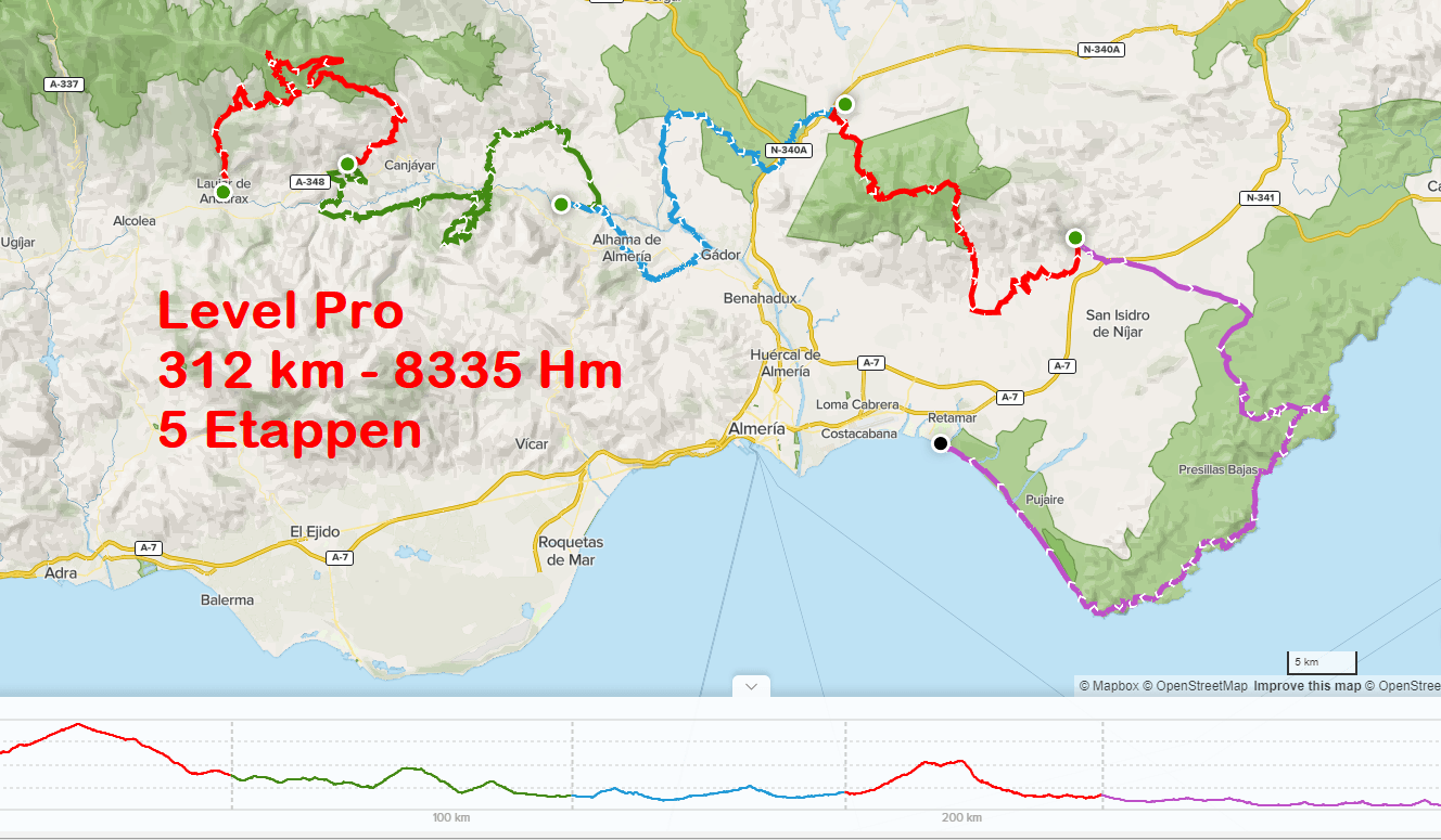 Ruta por etapas, Etappentour, Sierra Nevada, El Desierto, Almeria , Cabo de Gata, Almeria Bike Tours