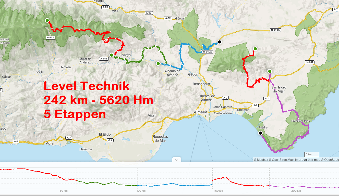 Ruta por etapas, Etappentour, Sierra Nevada, El Desierto, Almeria , Cabo de Gata, Almeria Bike Tours