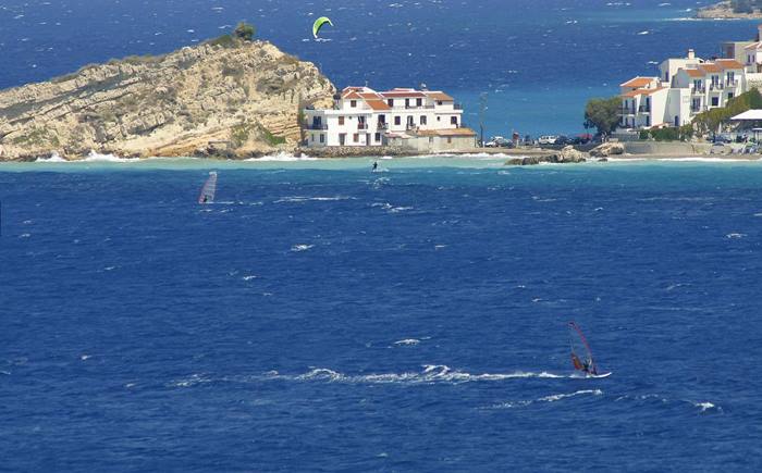Windsurfrevier in Kokkari von Samos Samos Kokkari