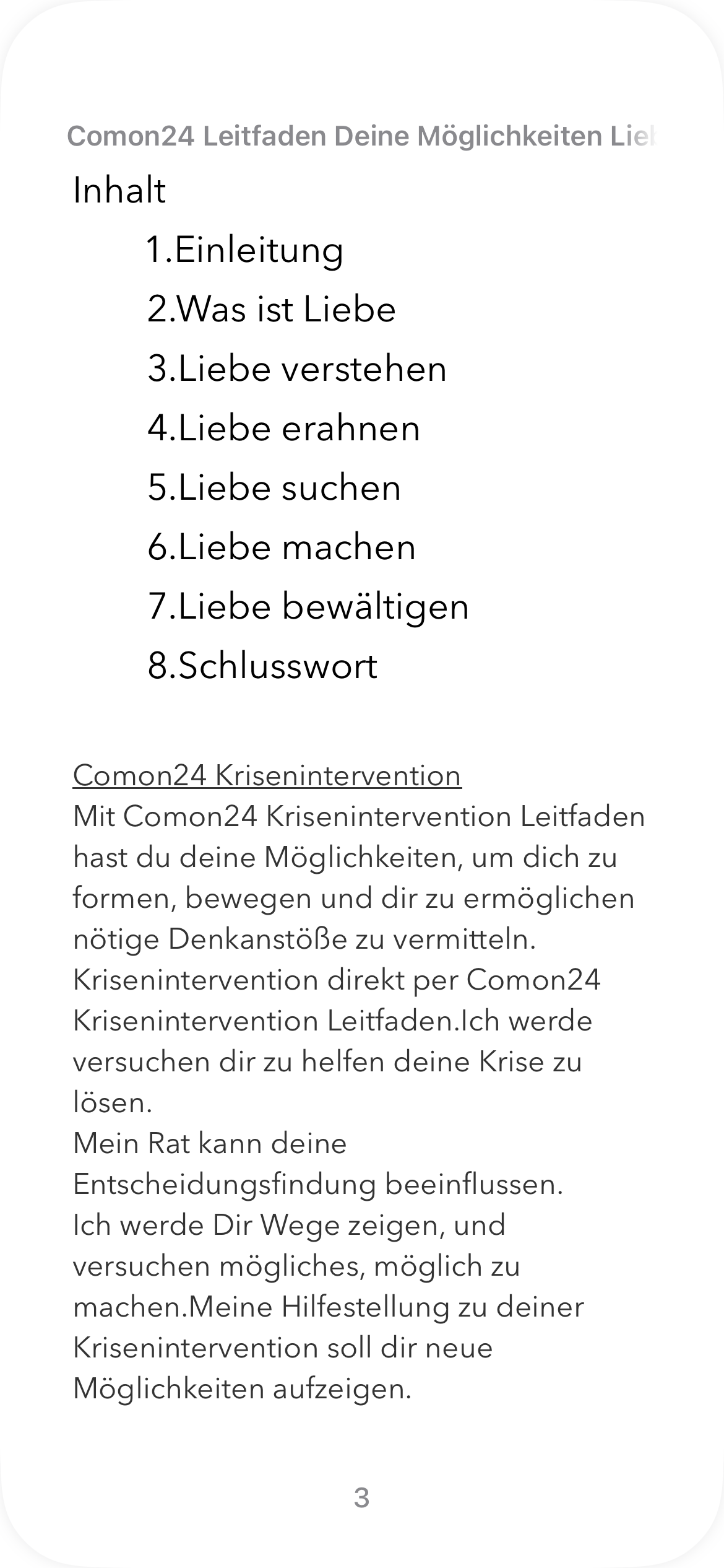 Leitfaden Comon24 Krisenintervention Deine Möglichkeiten Liebe, zu bewältigen.