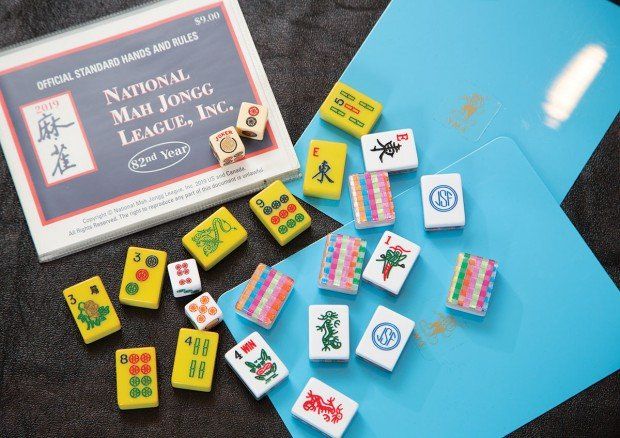 Mah Jongg card and tiles