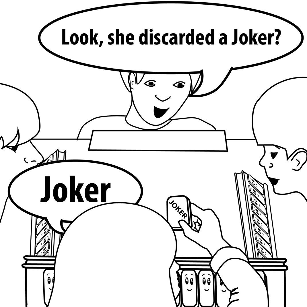 Mah Jongg clip art-table of players discarding a joker