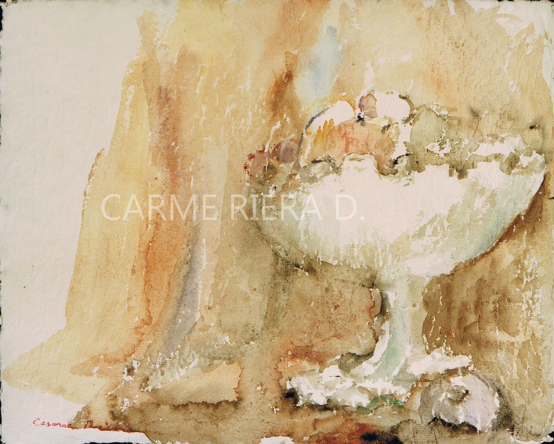 Fruit bowl, Watercolor,