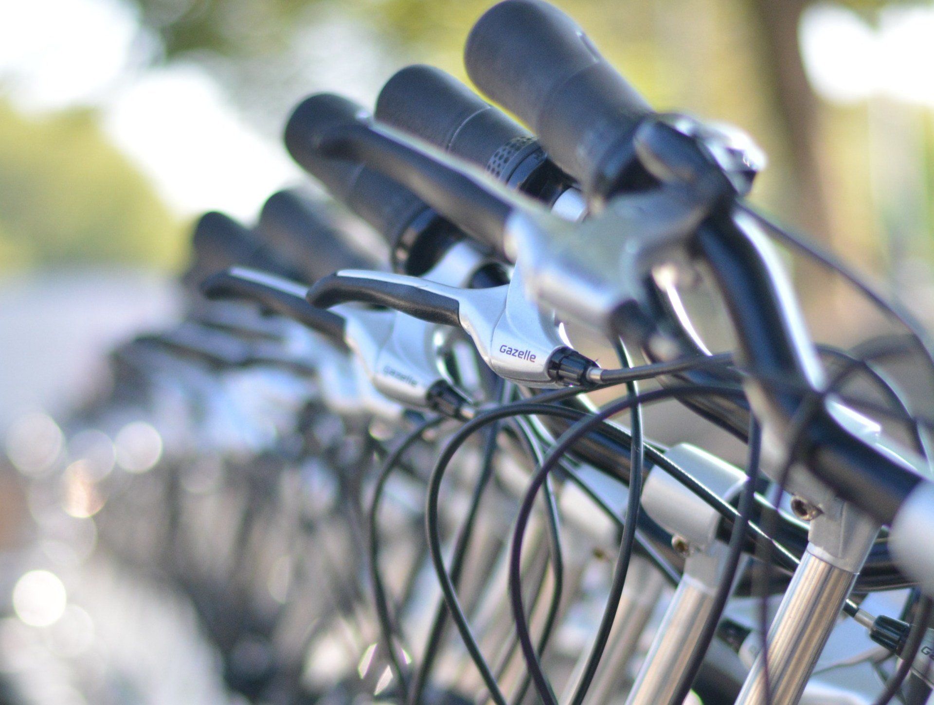 Photo of rack of  bicycles