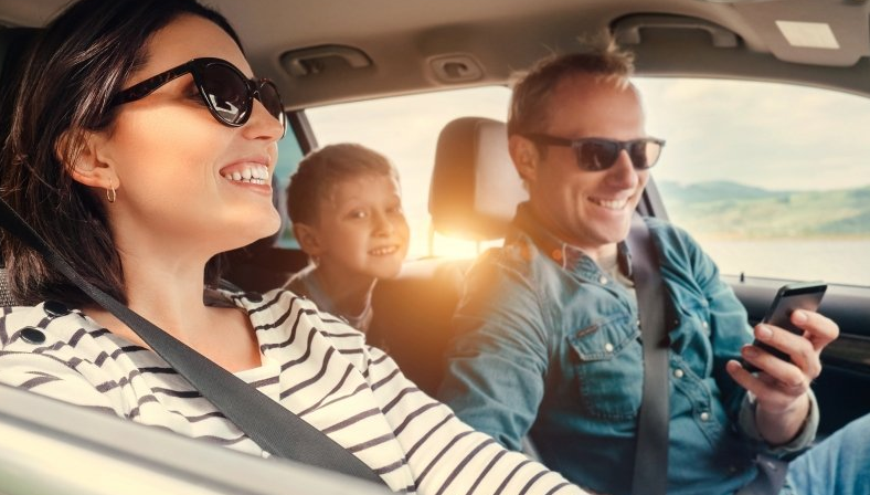 Family driving in a car Family driving in a car