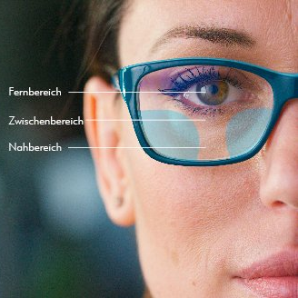 Kundin mit Gleitsichtbrille für alle Entfernungen