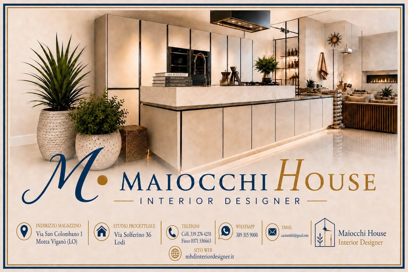 Logo MHID Maiocchi House Interior Designer con sedi e contatti