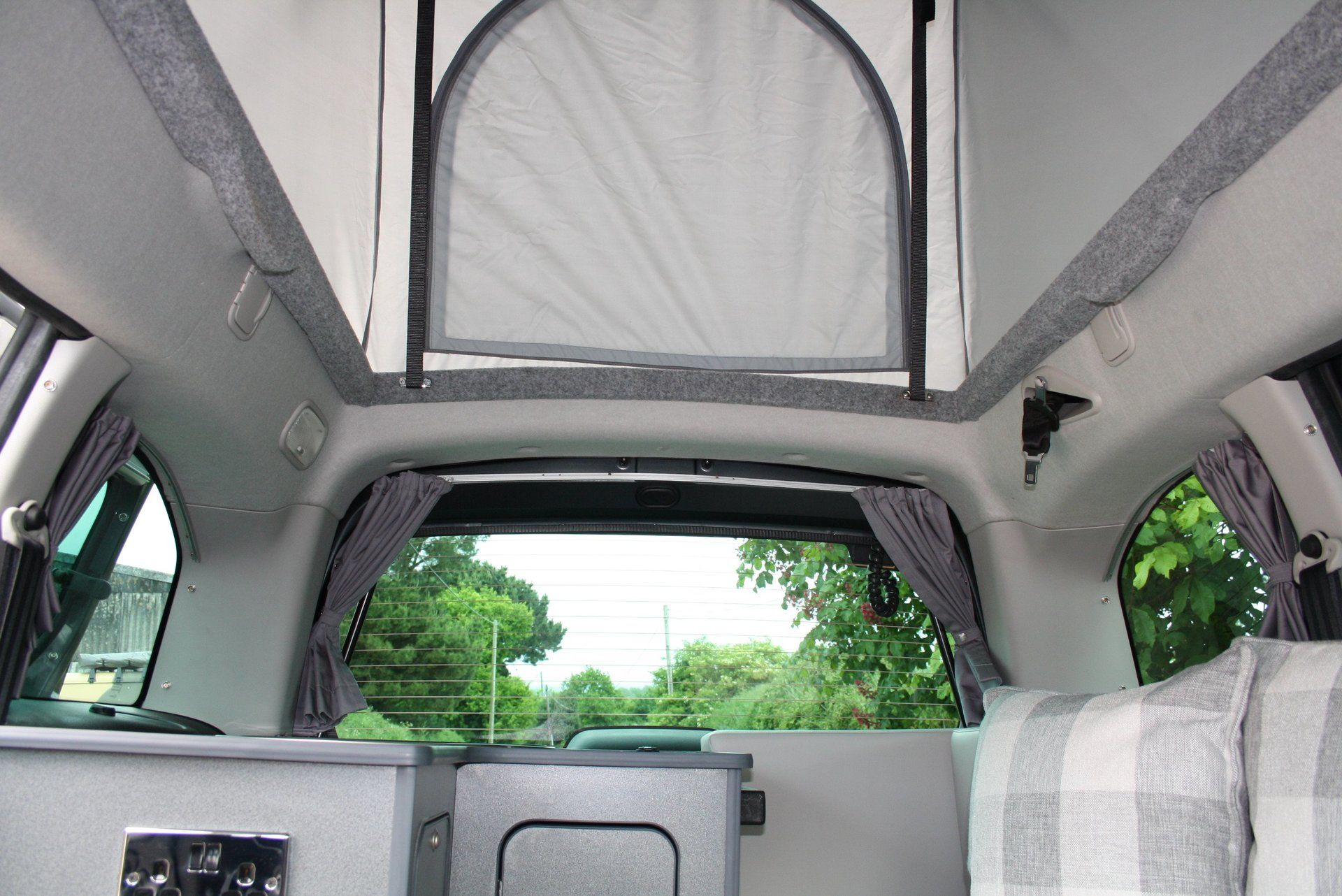 inside view of pop up roof on a converted Citroen Berlingo by Chapel Motorhomes