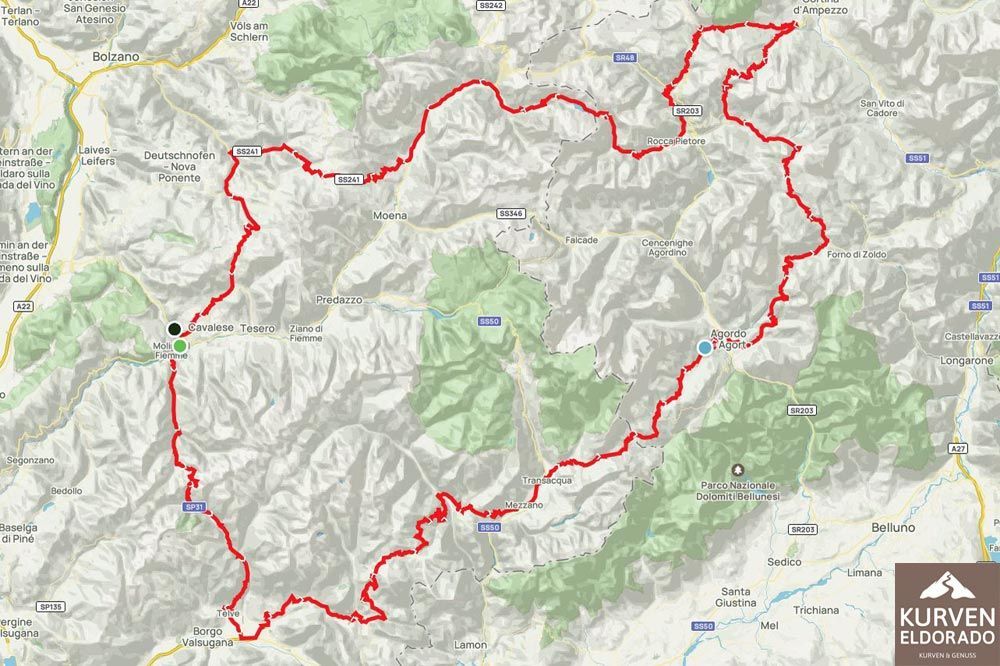Motorradtour Dolomitenpaesse Mangehnpass - Passo Brocon - Passo Giau