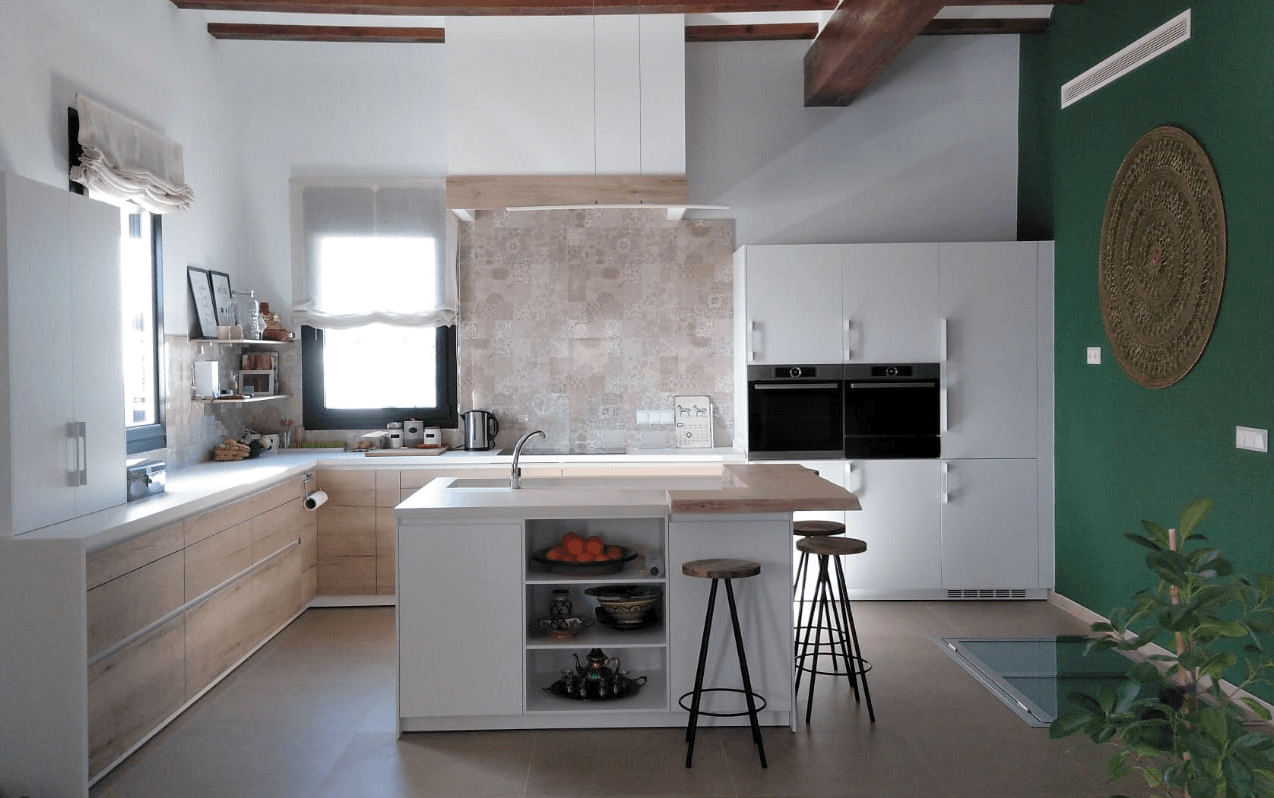 Cocina Santos blanco y madera