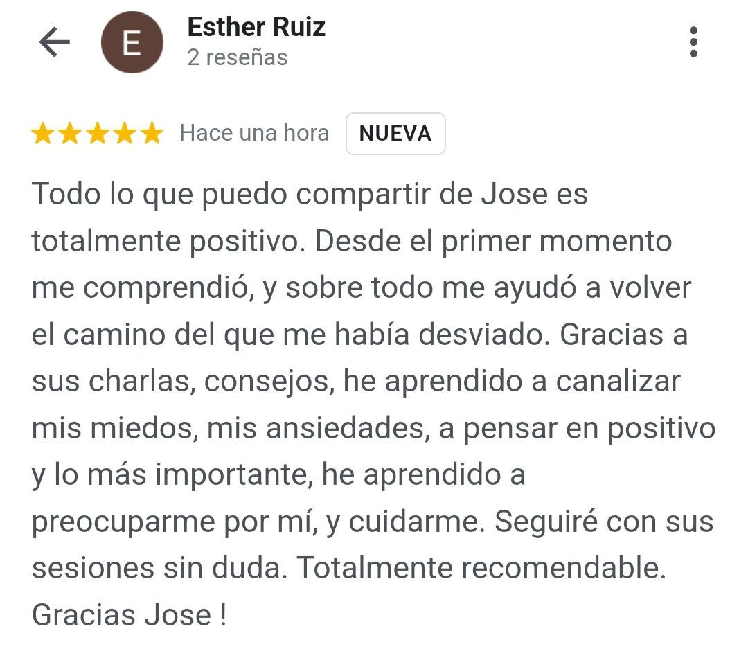 Opinión de Esther de psicólogo en Castellón especializado en Ansiedad en Google my business