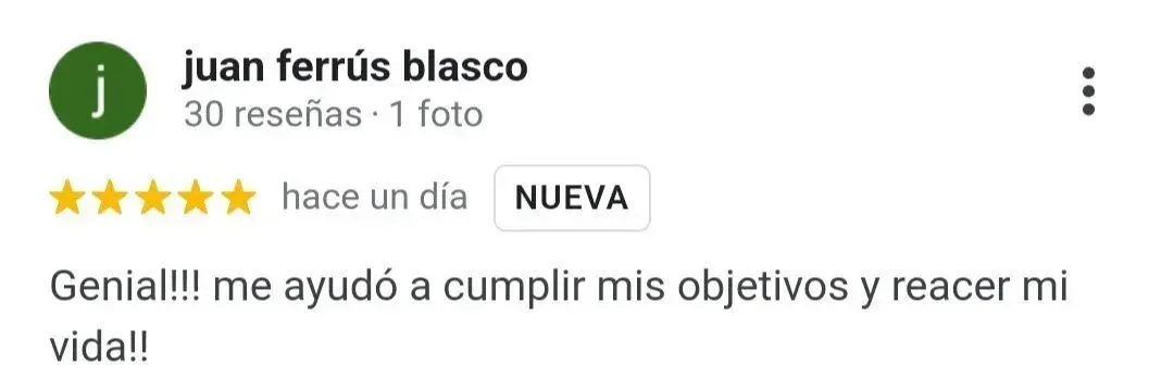 Opinión de Juan de Terapia de Pareja Online en Google my business