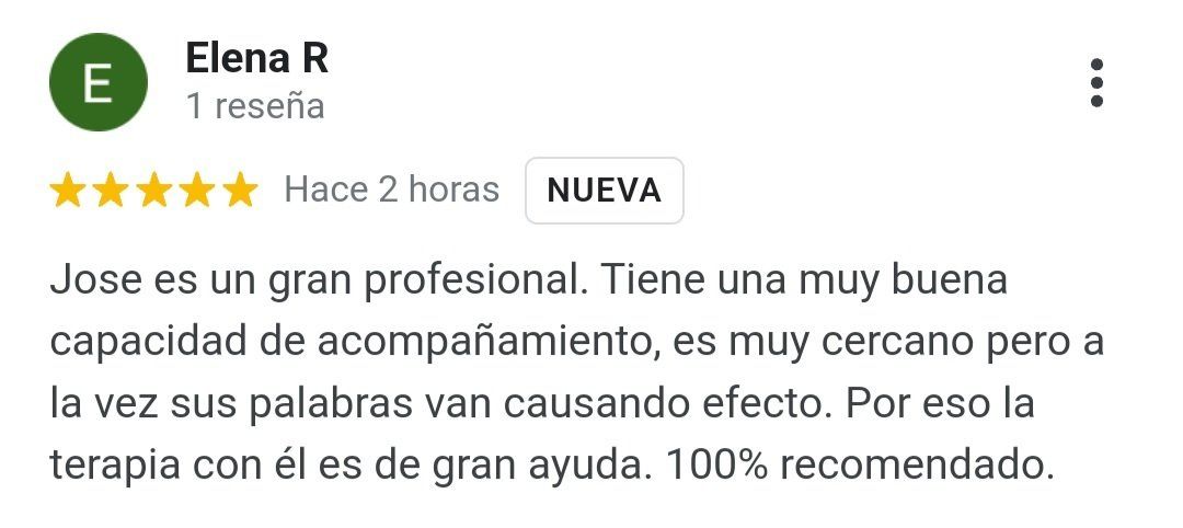 Opinión de Elena de Terapia de Pareja en Google my business