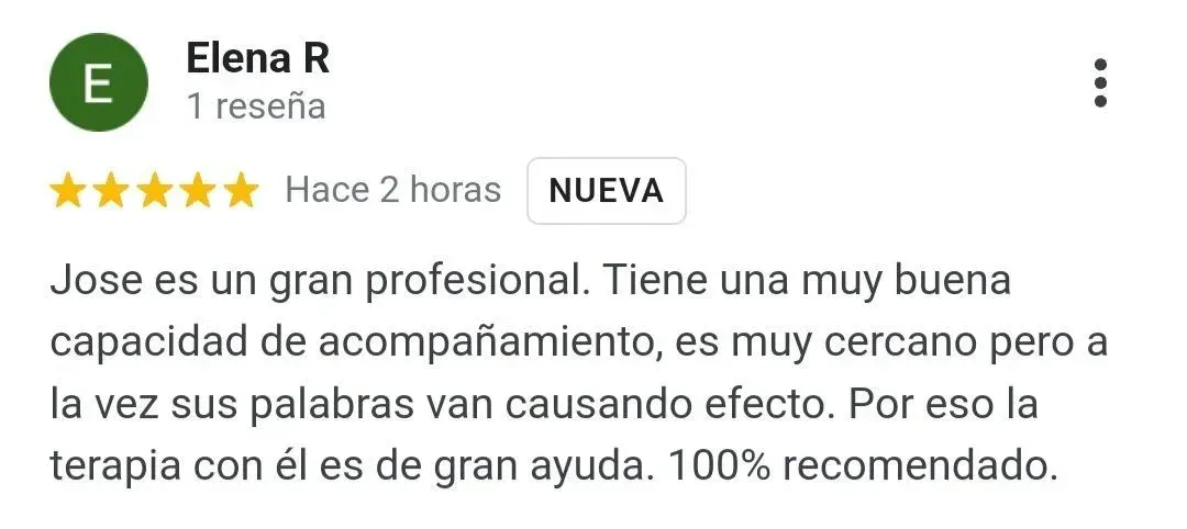 Opinión de Elena de psicólogo Online en Google my business