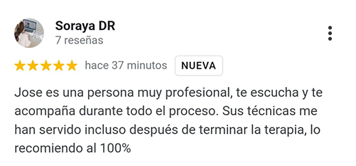 Opinión de Soraya de psicólogo en Castellón en Google my business