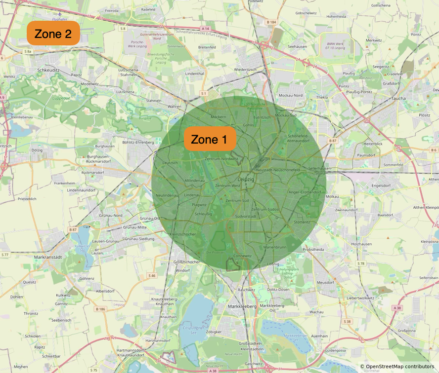 Zonenbereiche Leipzig Übersicht der Zonen in Leipzig