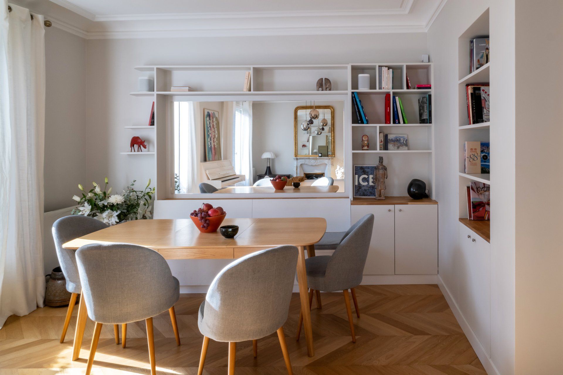 AXIOME Interior Design - BOISSIERE Paris 16 - duplex 90m2 Paris 16 salle à manger banquette sur mesure