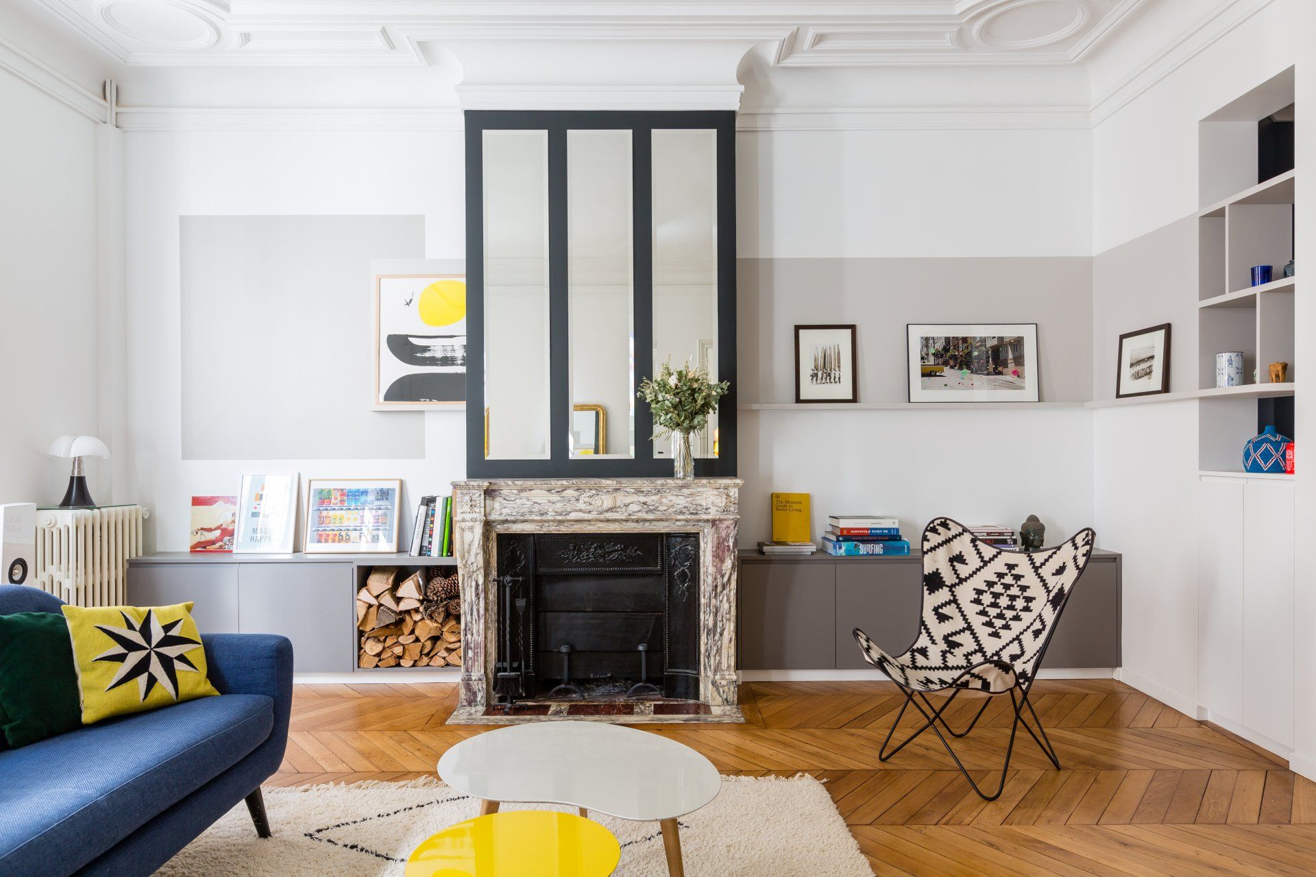 AXIOME Interior Design, architecte d'intérieur Paris, appartement haussmannien, séjour, avant après